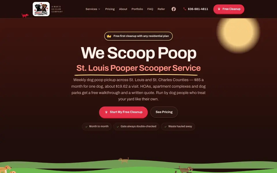 Max's Poo Crew website home page