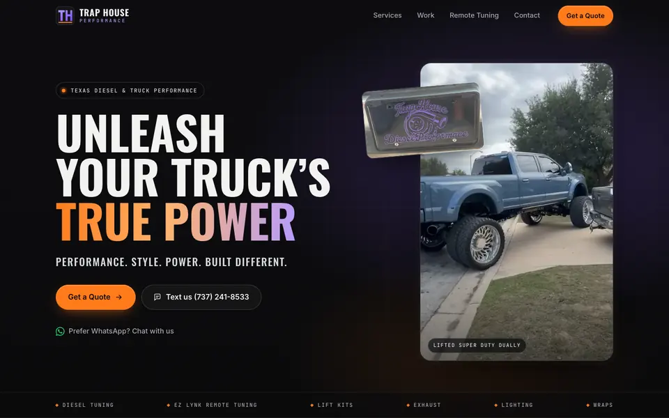Trap House Performance automotive website